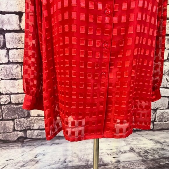 Allison Daley Red Button Down Blouse W/ Matching Tank Size 2X - Picture 3 of 9
